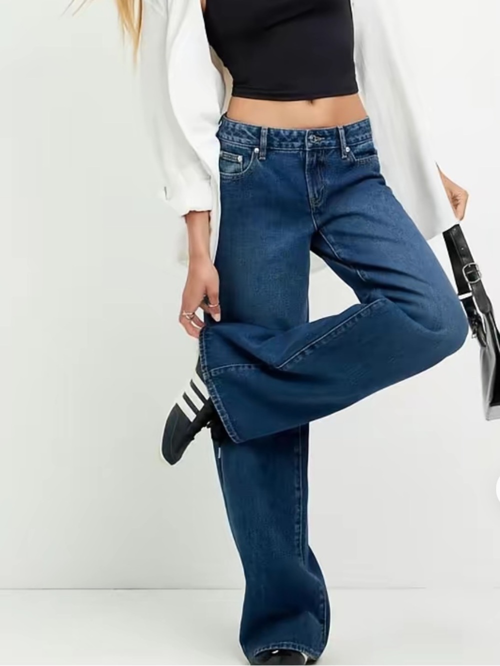 PacSun Women's Dark Blue Wide Leg Denim Jeans